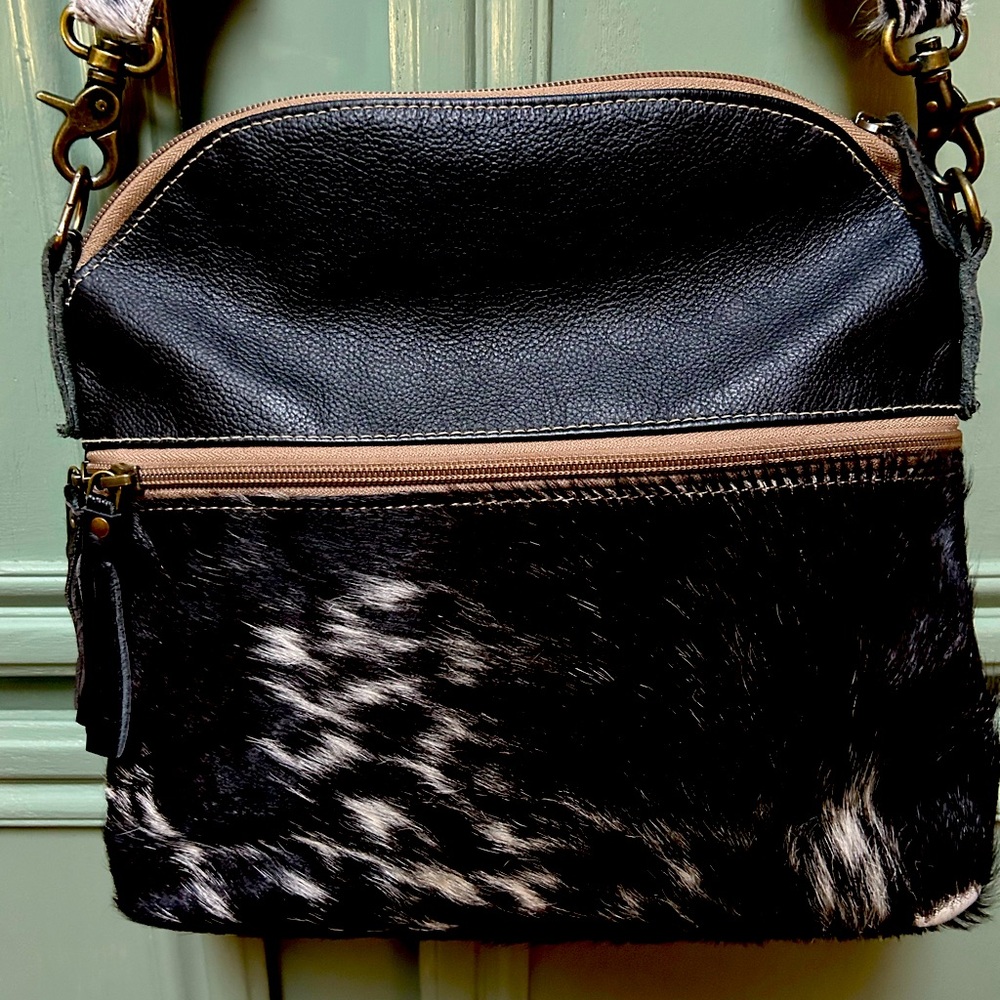All leather and hairon purse